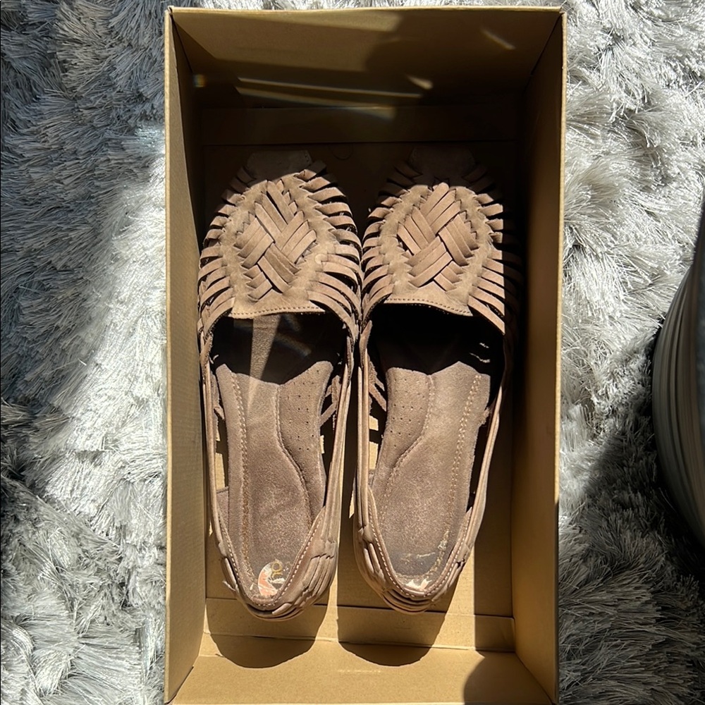 Natural Soul Brown Moccasins with Woven Detail